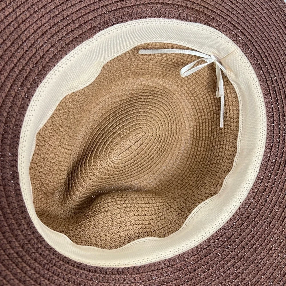 EDDIE BAUER ombre Panama Straw Hat 3” Brim two tone brown